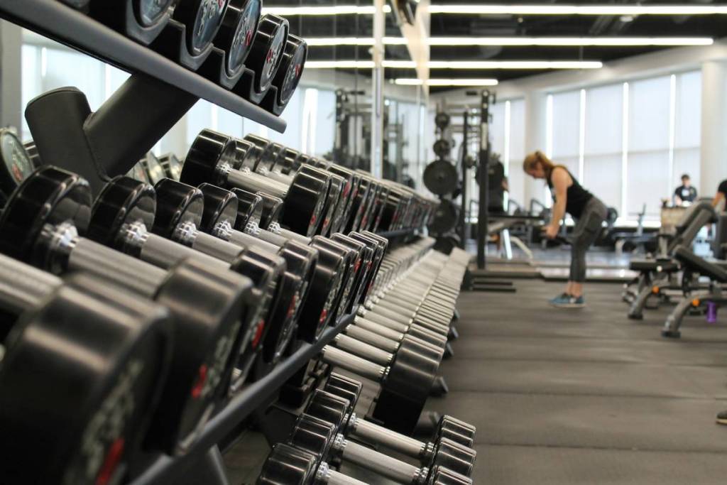 dumbbells at the gym