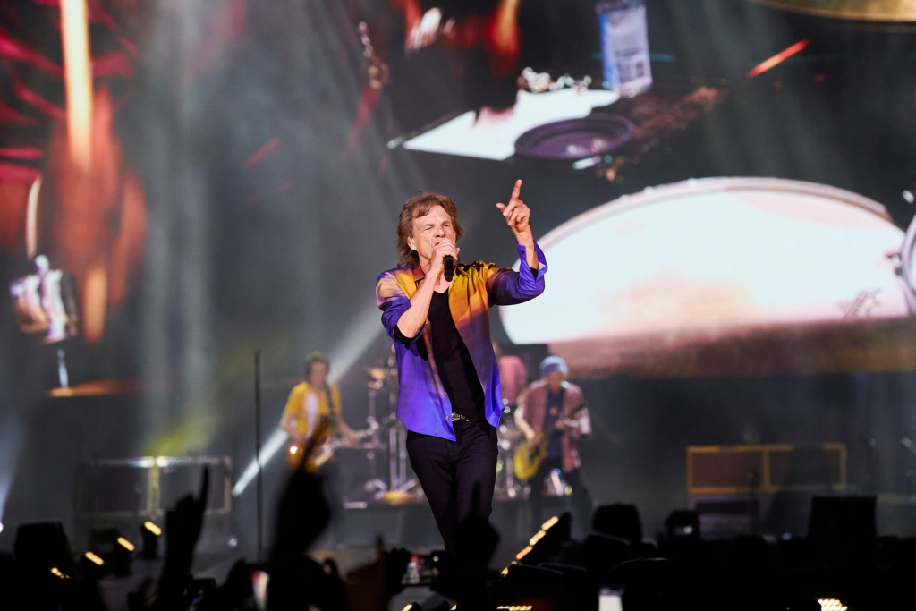 Mick Jagger on stage with the Rolling Stones