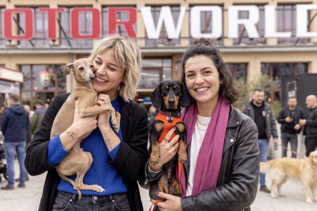 Zwei Besucherinnen der DogWorld mit ihren Dackeln