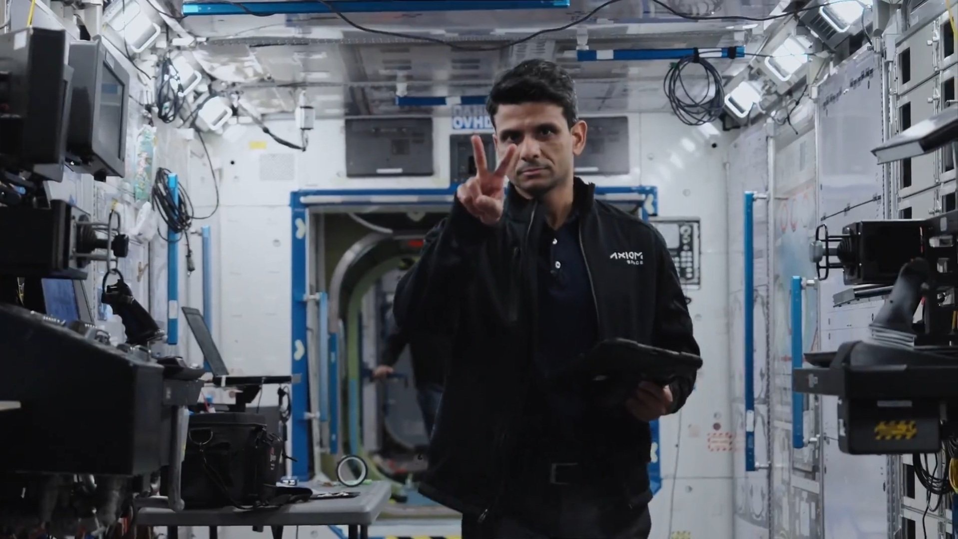 Shubhanshu Shukla inside the spacecraft