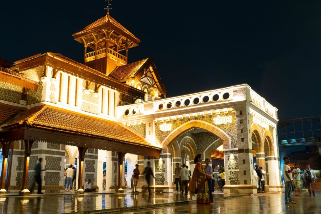 Bandra Station at night with lights