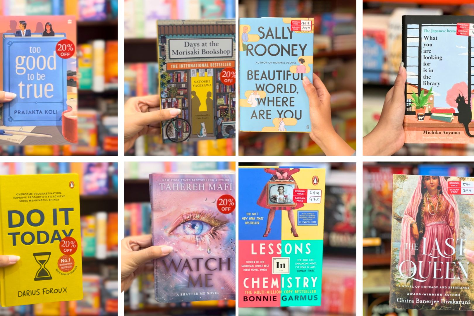 Discount stickers of novels offered at Bargain Book Hut to buy this weekend in Mumbai