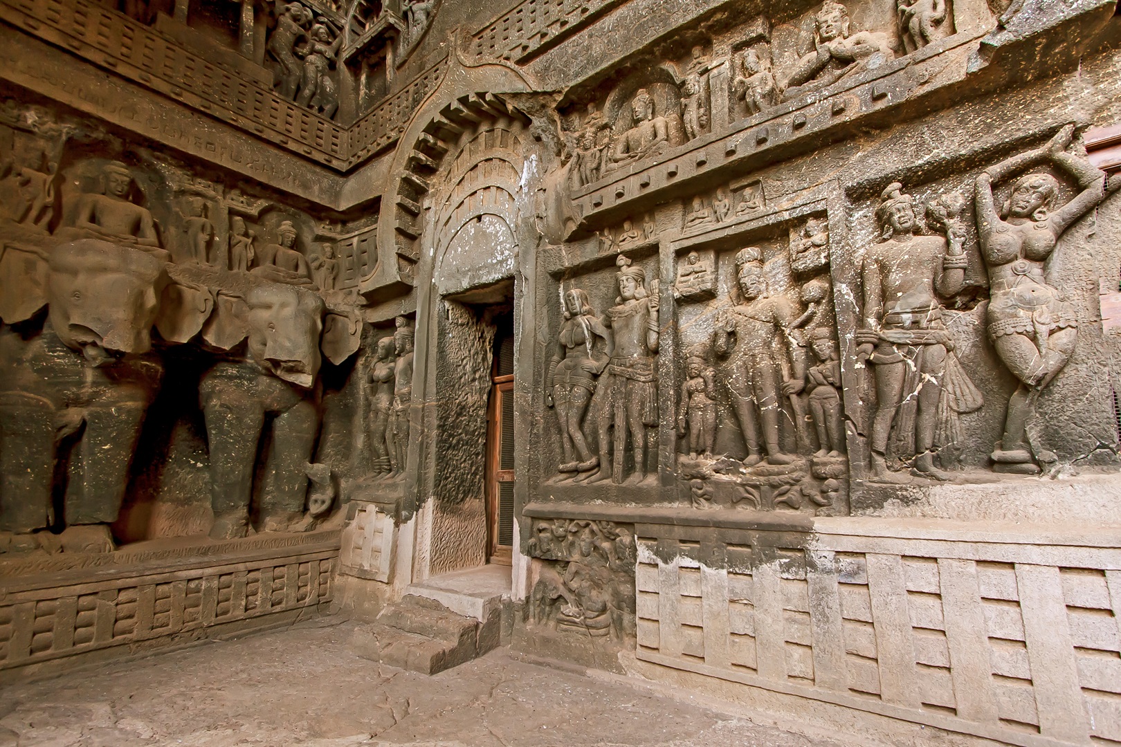 Interior sculptures of Karla rock-cut caves