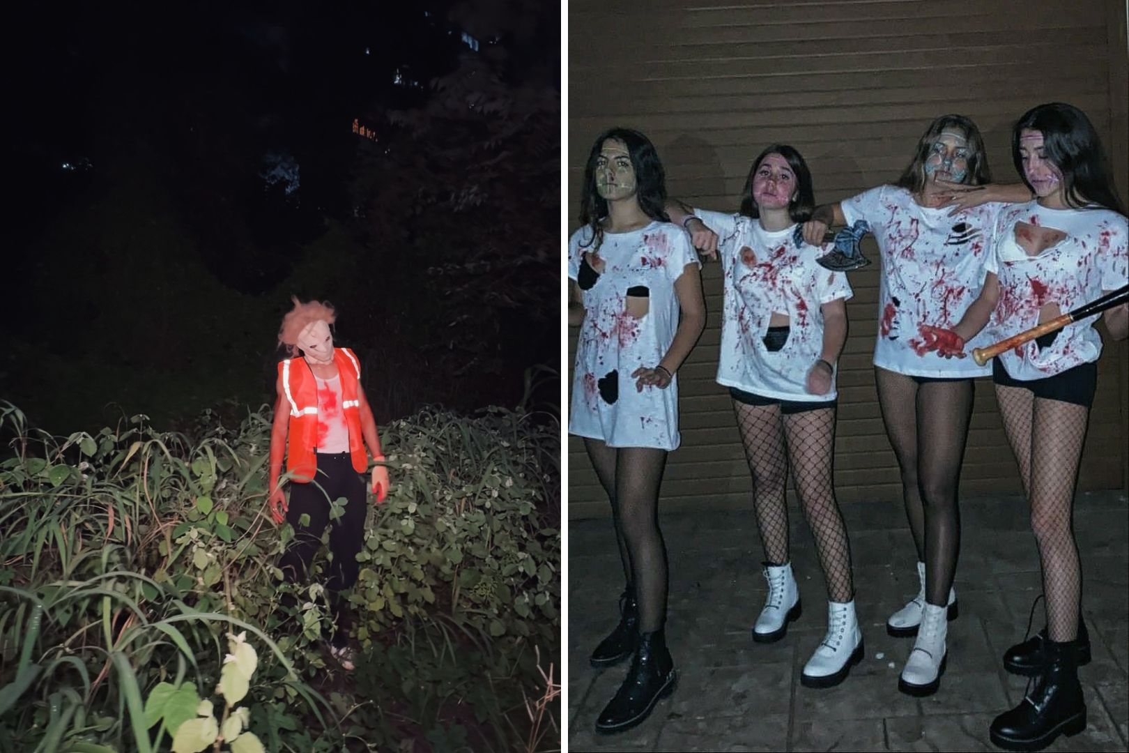 people dressed up as zombies for a the last of us party