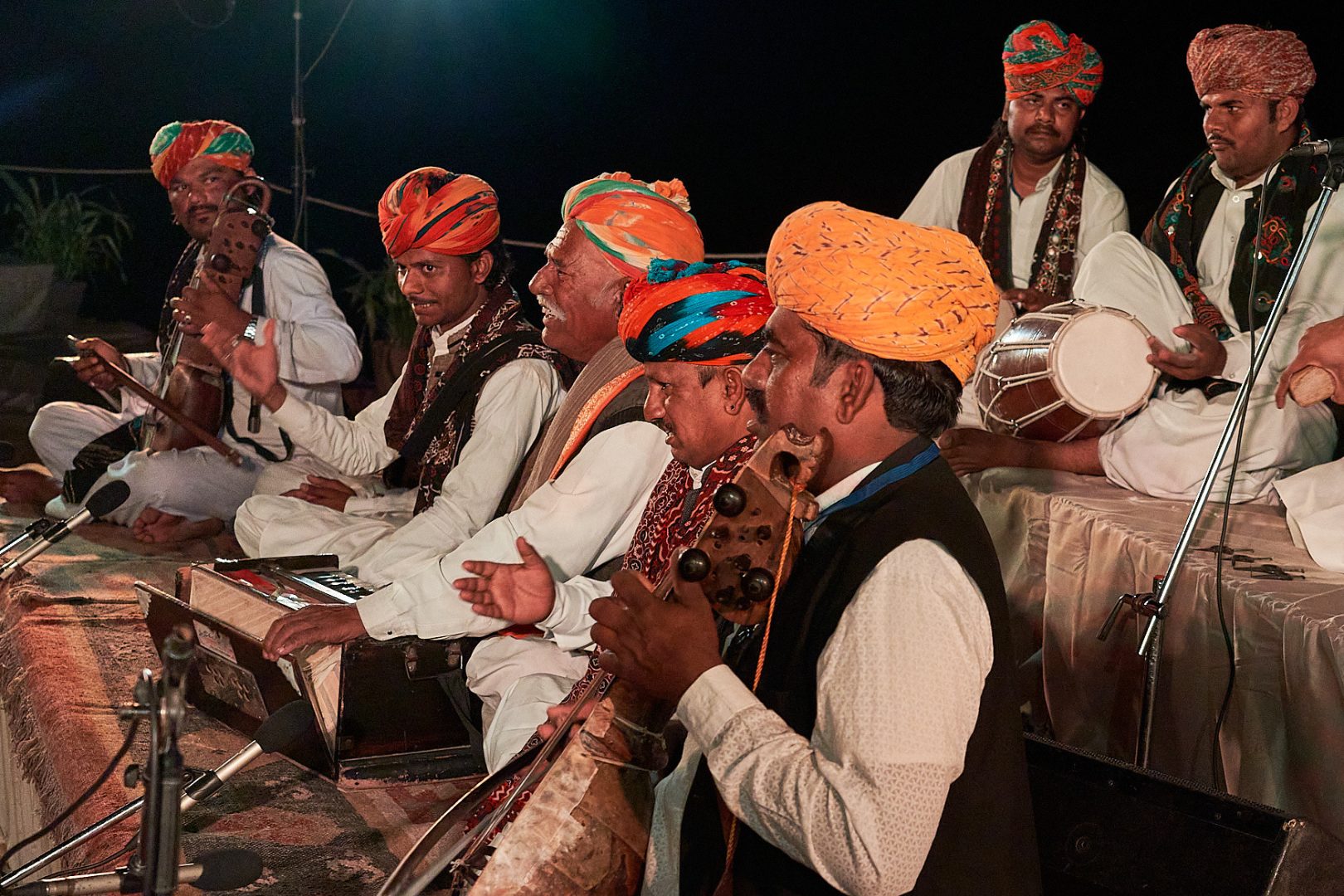 Performers at night at the Sacred Spirit Festival