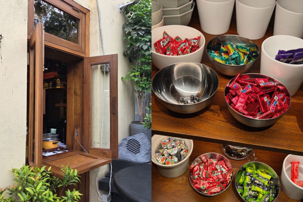 Hearth on the first - wine window and candy cupbaord