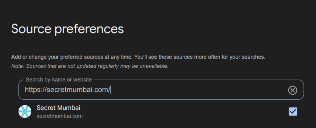 Google preferred sources