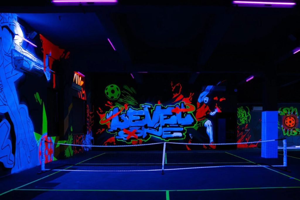 This spot in Marol Naka has glow in the dark neon pickleball courts that are open 24/7