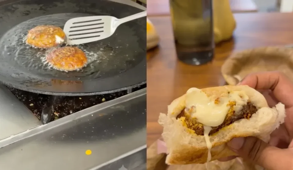 Chicken cheese burst vada pav at Khau Wada Paau, Mumbai