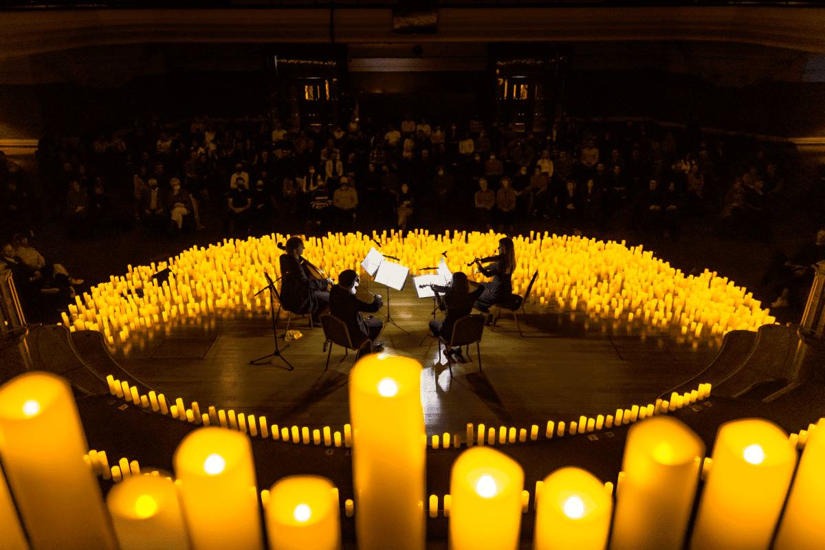 A string quartet quartet at a Candlelight concert