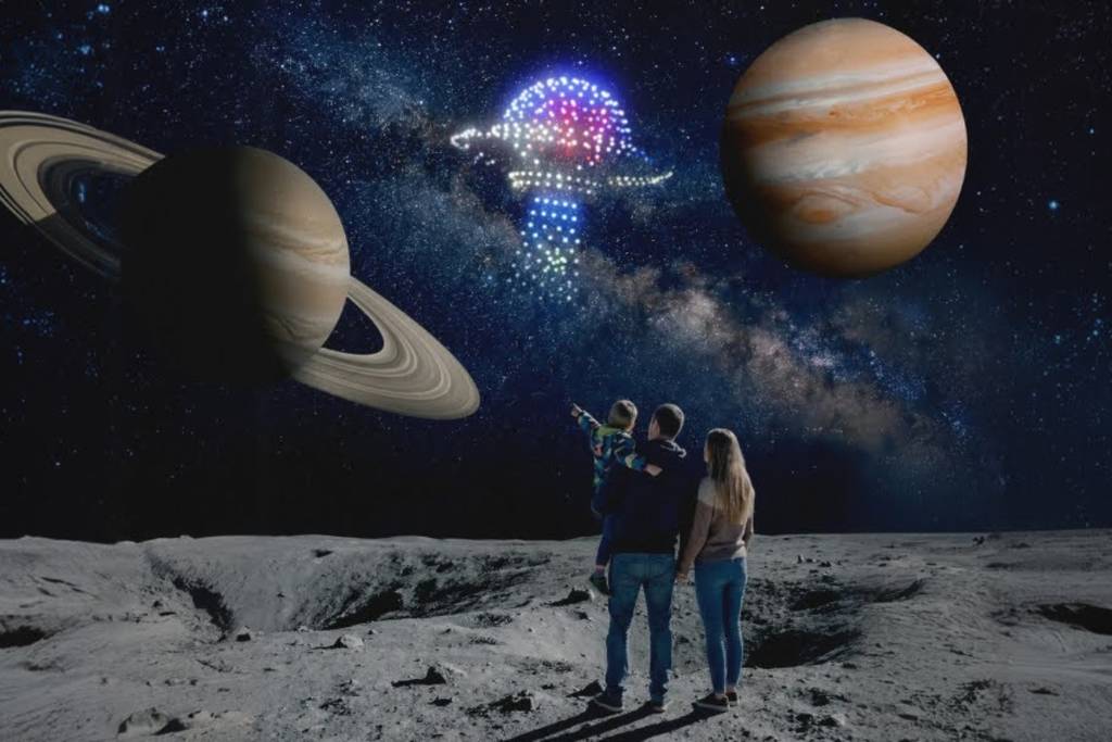 Drones make patterns in the sky