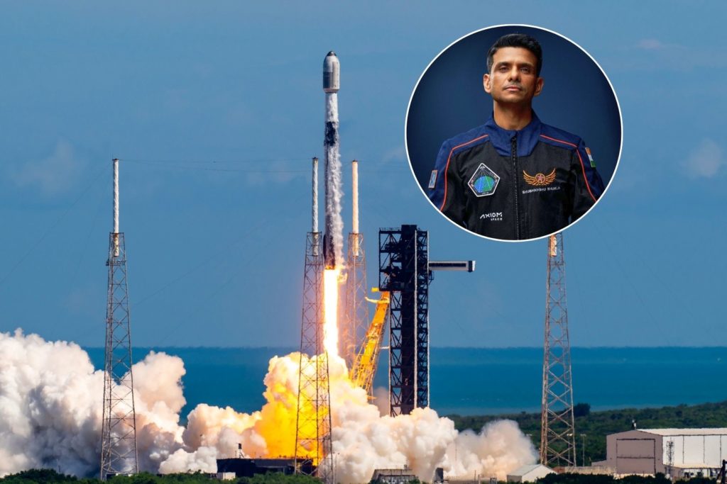 Shubhanshu Shukla in his spacesuit