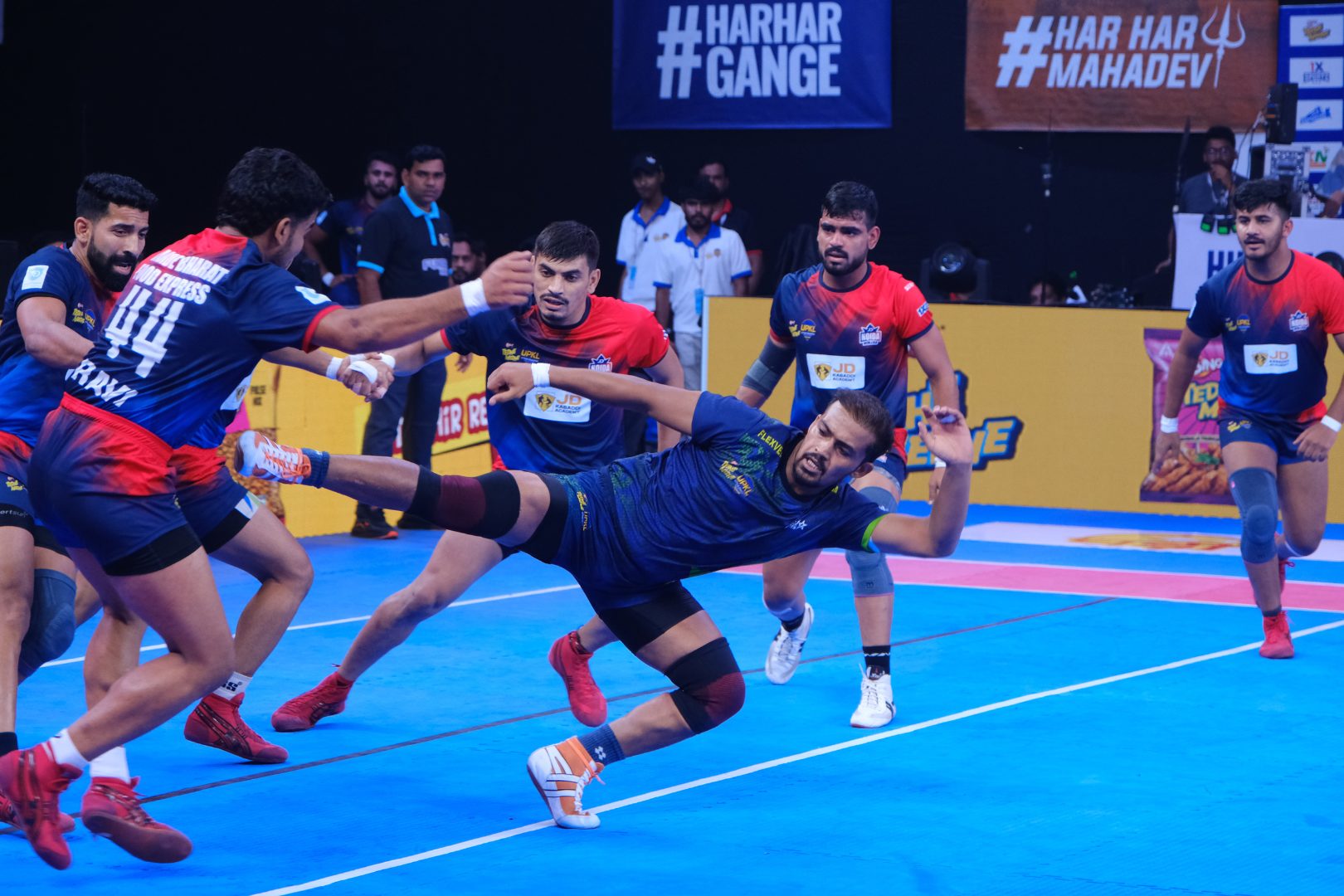 UP Kabaddi League players mid-game