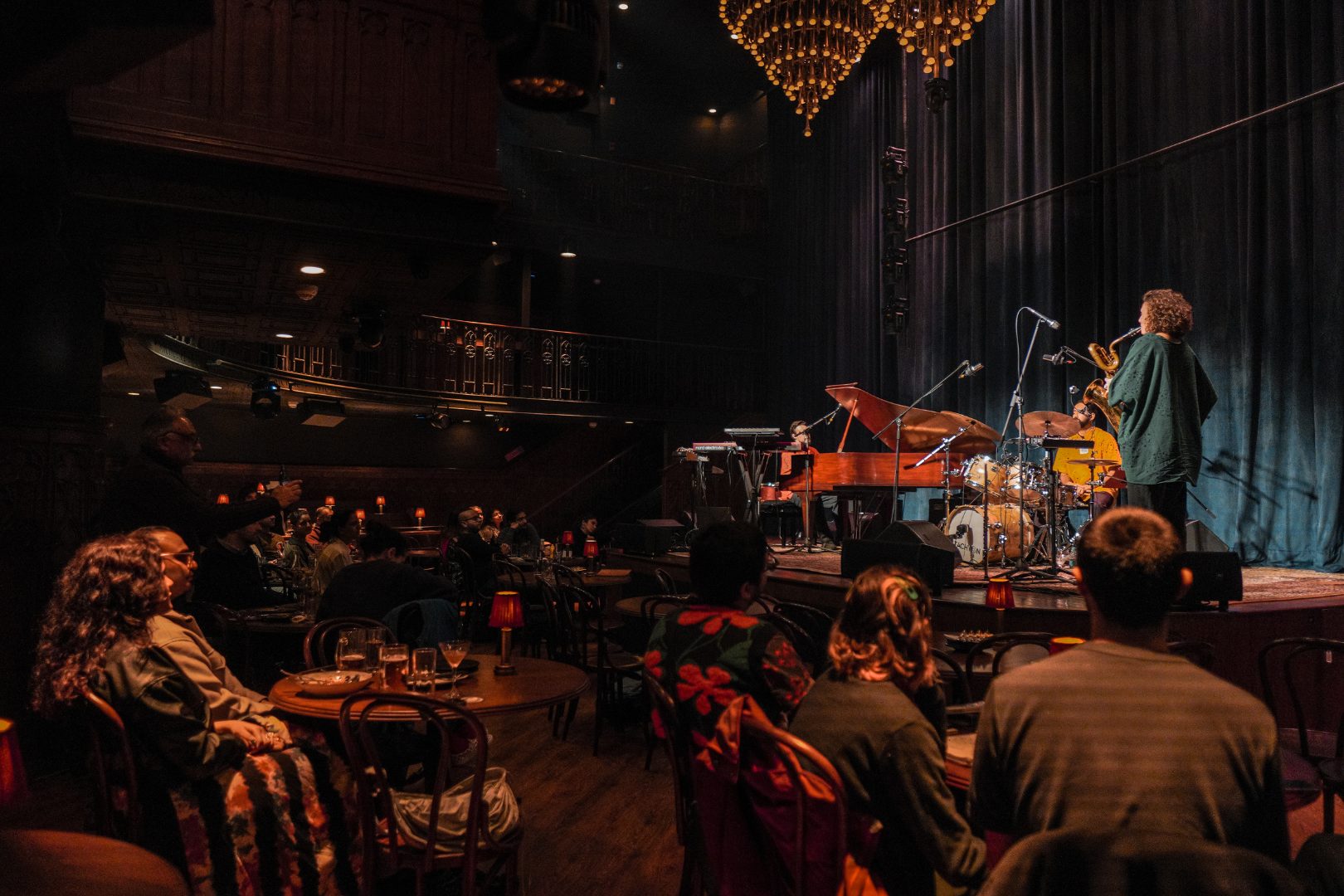 A shot of a jazz band on stage