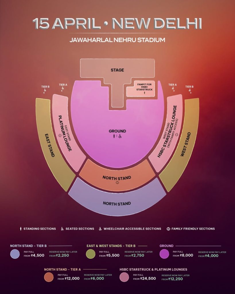 Shakira concert new delhi stadium layout