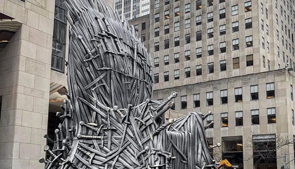 A Massive Iron Throne Is Sitting In The Middle Of Rockefeller Center