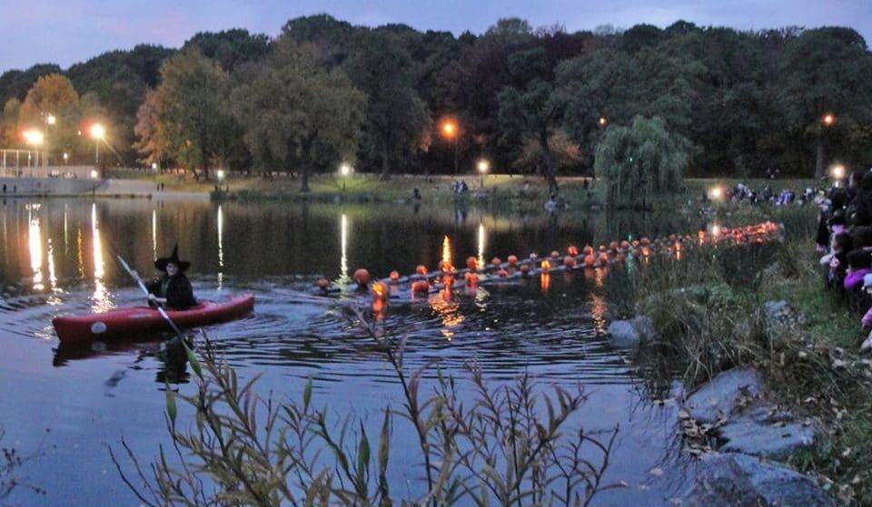 Catch Hundreds Of Jack O’Lanterns Floating Along The Harlem Meer At Central Park’s Annual Halloween Celebration