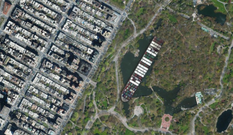 See What The Ever Given Cargo Ship Would Look Like If It Was Stuck In NYC