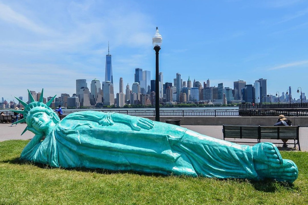 Lady Liberty Can Now Be Found Catching Some Z's In Liberty State Park
