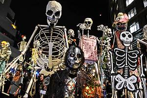 NEW YORK, NY - OCTOBER 31: People in costumes participate in the annual Village Halloween parade on Sixth Avenue on October 31, 2018 in New York City. (Photo by Stephanie Keith/Getty Images)