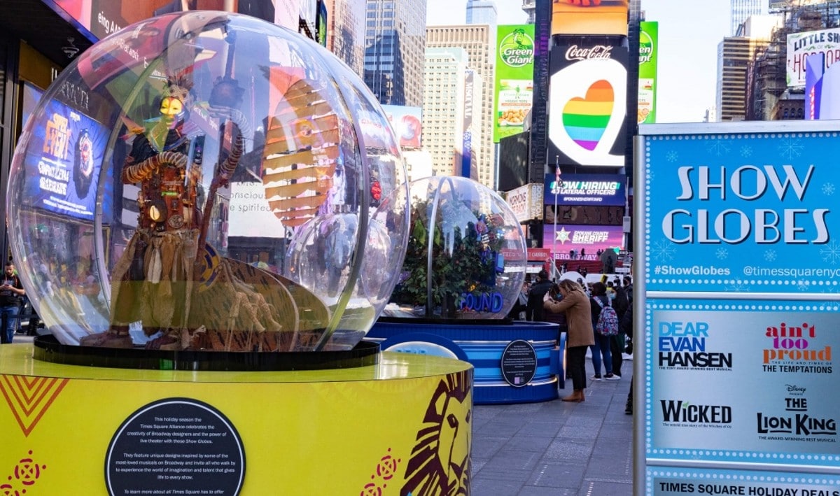 Times Square's Giant Holiday Snow Globes Are Back To Celebrate Broadway's Return Secret NYC