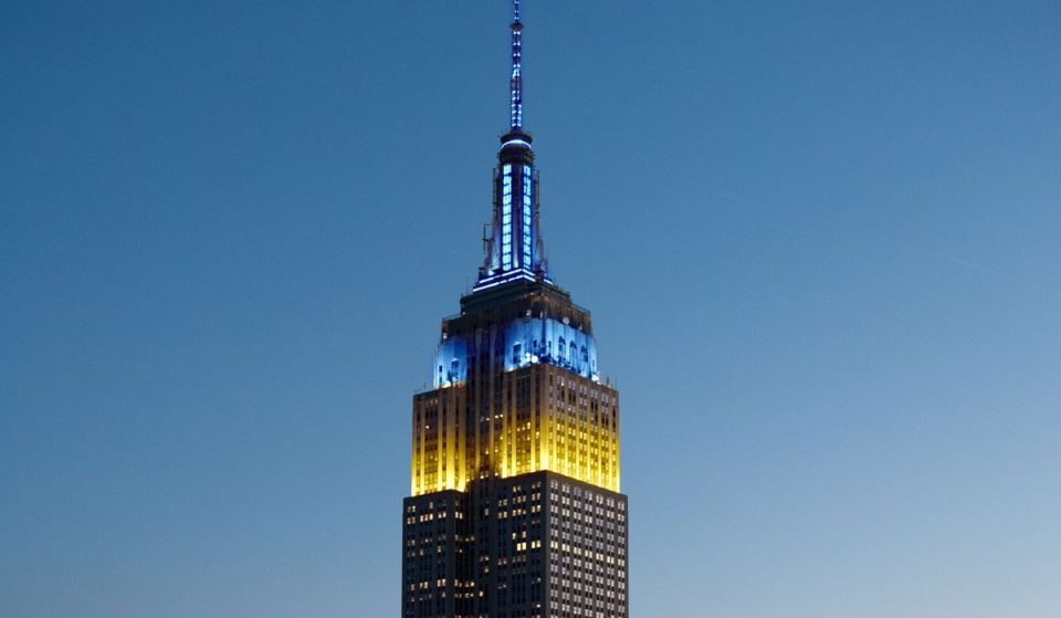 The ESB Will Be Lit Blue & Yellow Tonight In Solidarity With The People Of Ukraine