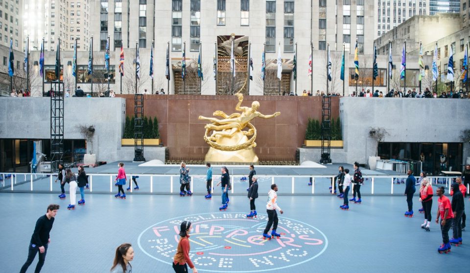 First Look: Rockefeller Center Has Transformed Into A Giant Retro Roller Rink