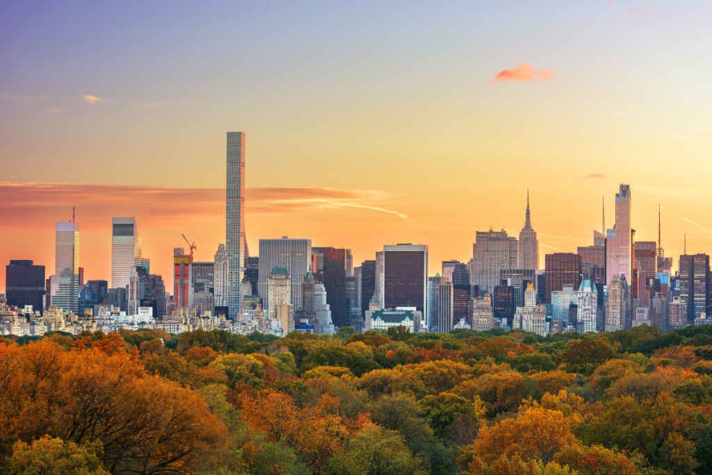 NYC-Skyline im Herbstlaub