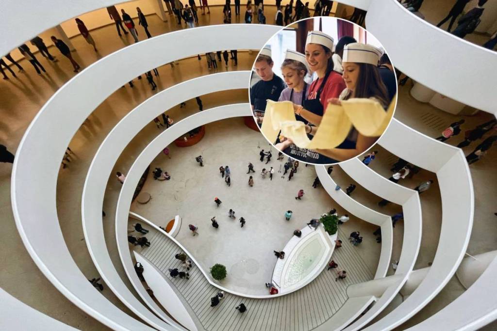 Collage del Guggenheim e corso di cucina italiana