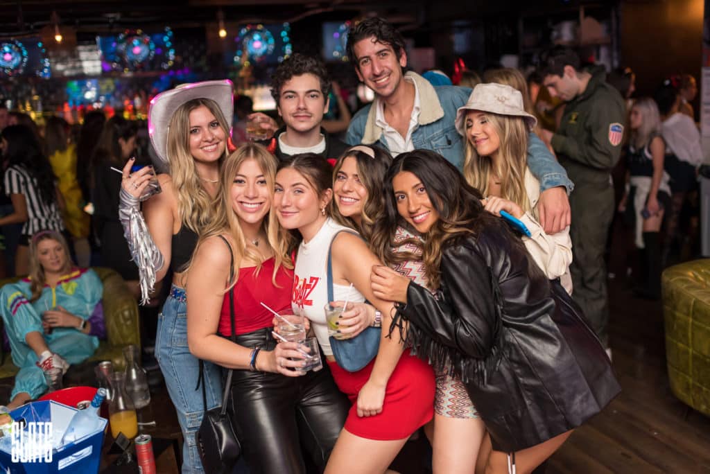 A group in Halloween costumes at Slate