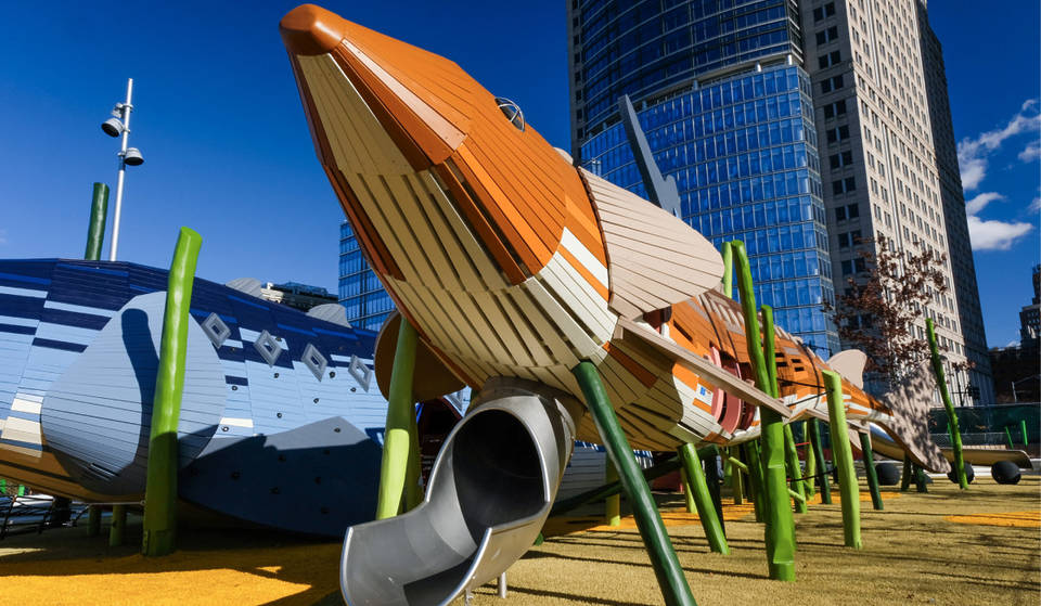 A New Playground With Larger-Than-Life Climbable Fish Has Opened In Hudson River Park
