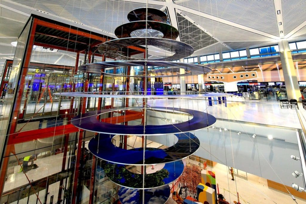 artwork inside of a post-security area of Newark's new terminal.