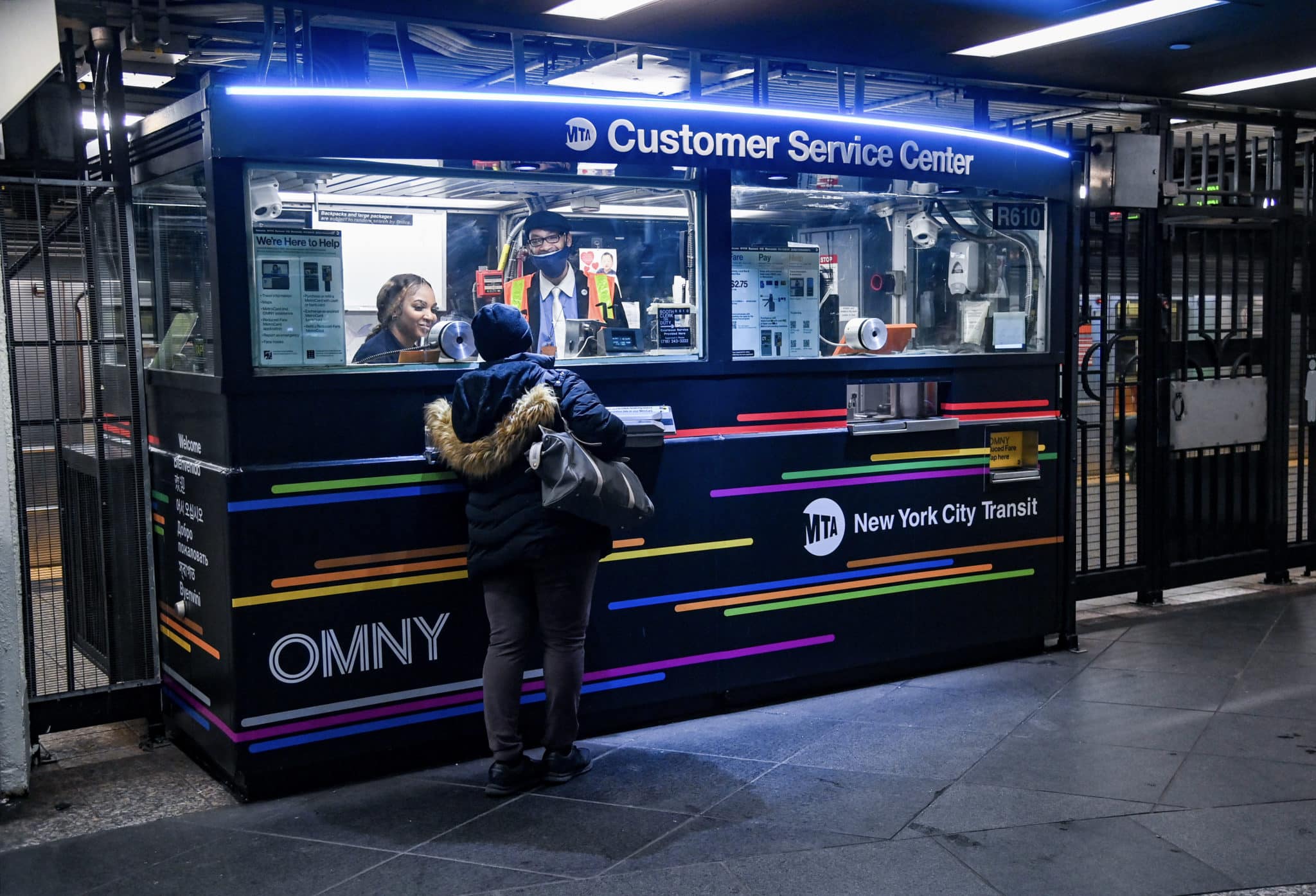 Rider asking for assistance at MTA Customer Service Center