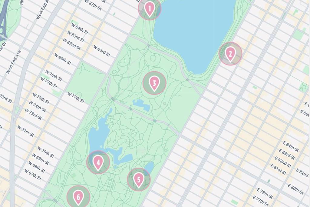 mappa dei ciliegi in fiore di central park