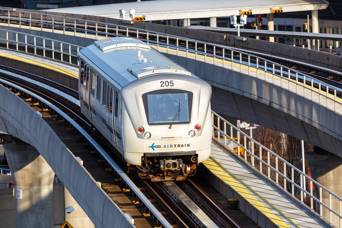 New York City, New York - February 28, 2020: Airtrain at New York JFK Airport in the United States.