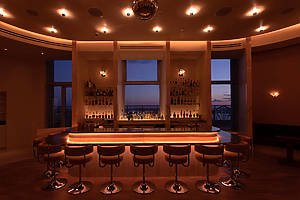 Illuminated bar at Overstory in NYC