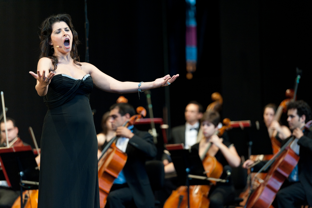 Singer singing with live orchestra