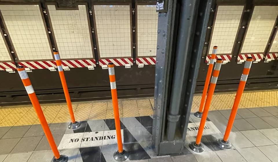 MTA Installs Conductor Safety Barriers In Subway Station