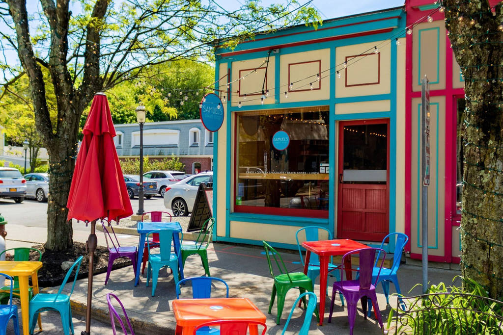 Extérieur de Samuel's Sweet Shop, propriété de l'acteur Paul Rudd