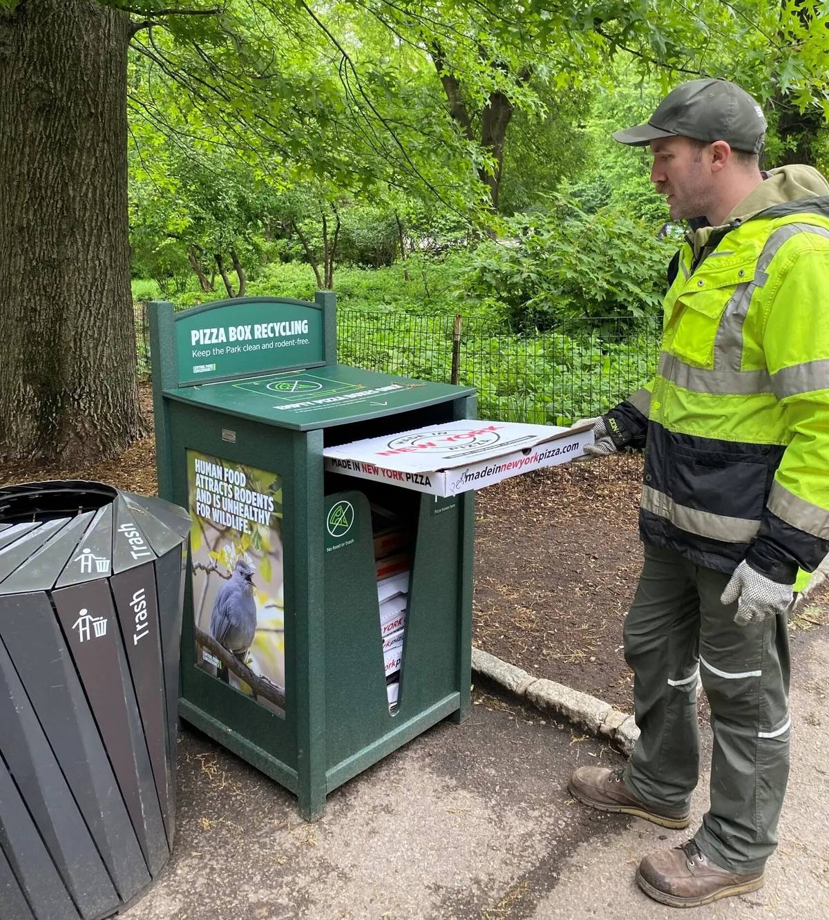 Pizza Box Recycling Bins Unveiled In Central Park