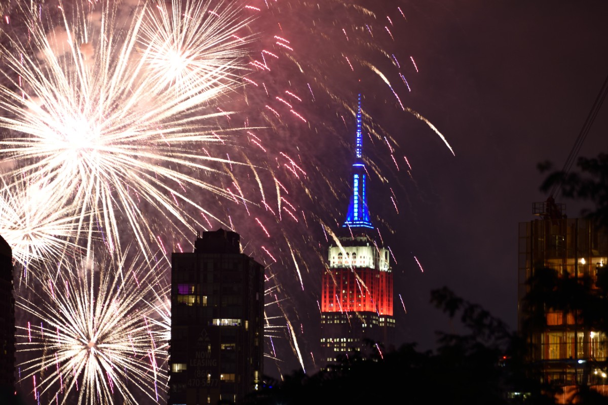 Empire State Building lit up for the Fourth of July