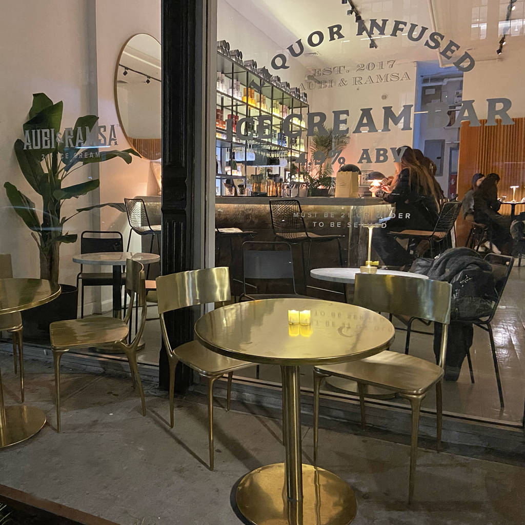 Ice cream bar, Aubi & Ramsey, and its outdoor terrace.