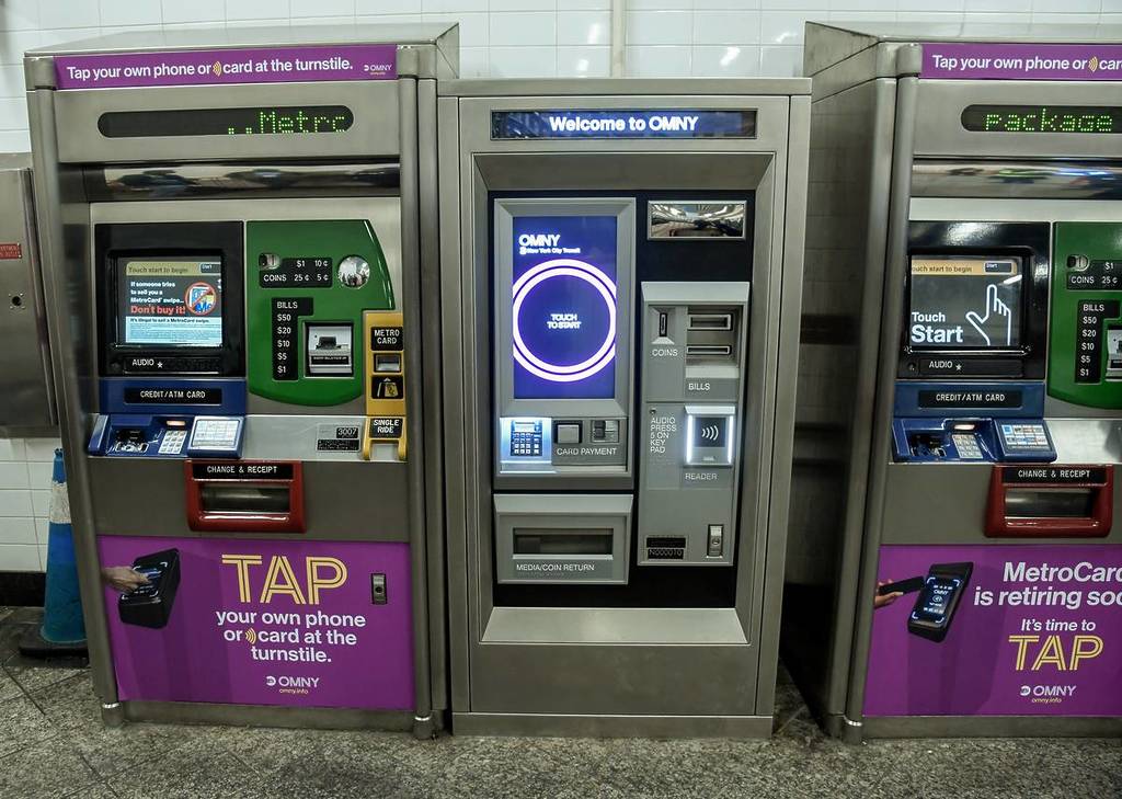 MTA New York City Transit President Richard Davey, MTA Construction & Development President Jamie Torres-Springer, and City Council Member Lincoln Restler at the Atlantic Av-Barclays Center station on Monday, Oct 30, 2023 to announce the first OMNY vending machines are in-service.