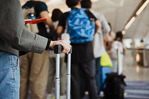 People waiting in line at the airport