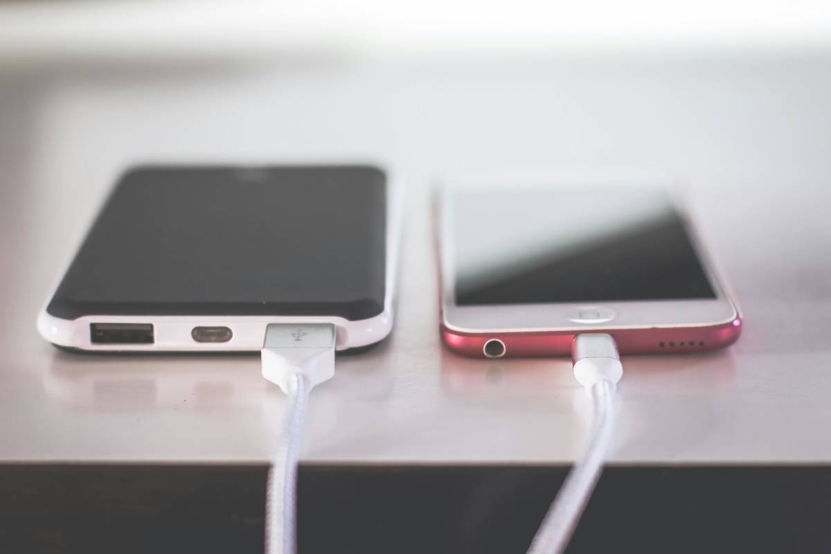 A phone charging using a portable charger