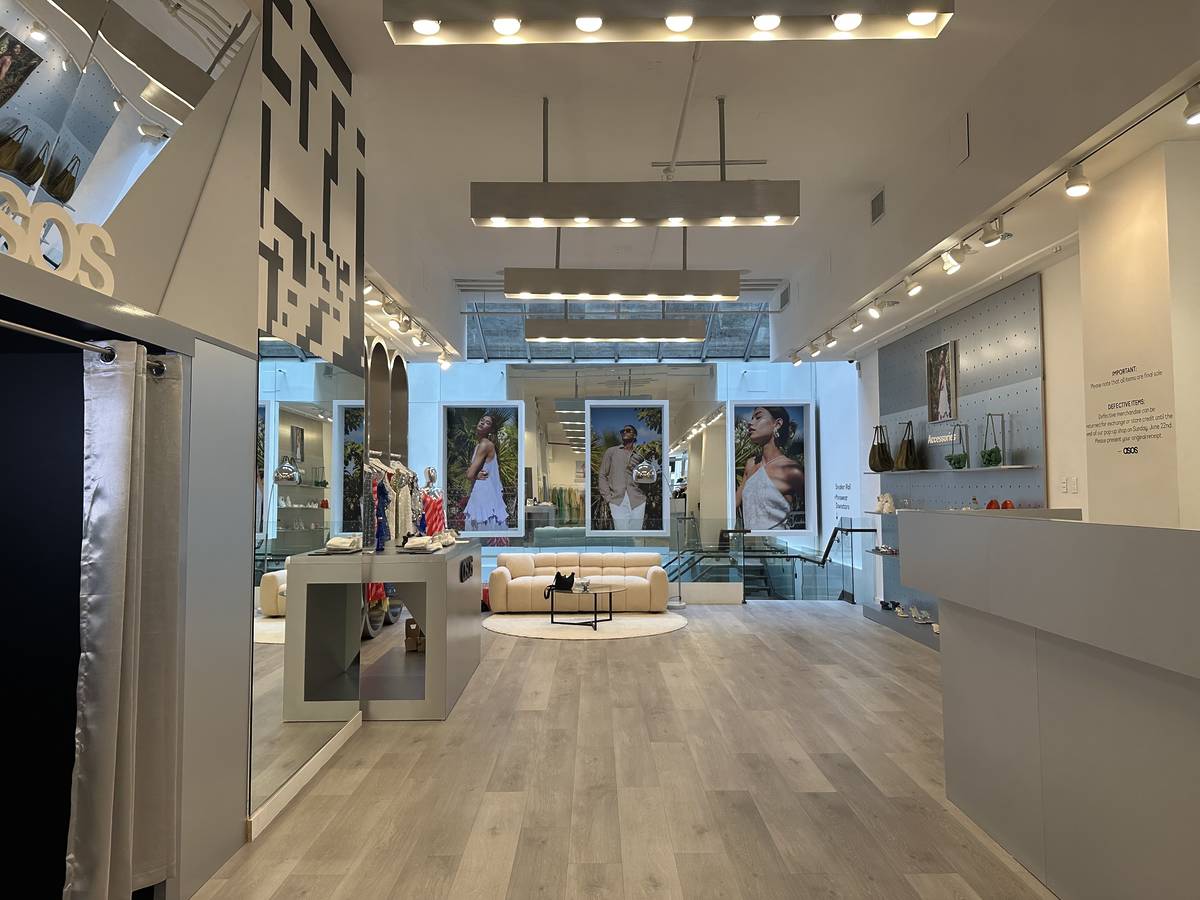 Interior of ASOS pop-up in NYC