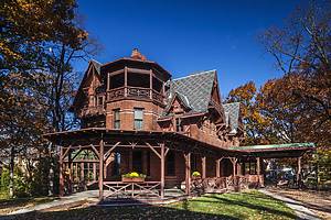 USA, Connecticut, Hartford, Mark Twain House, former home of celebrated American writer Mark Twain, autumn