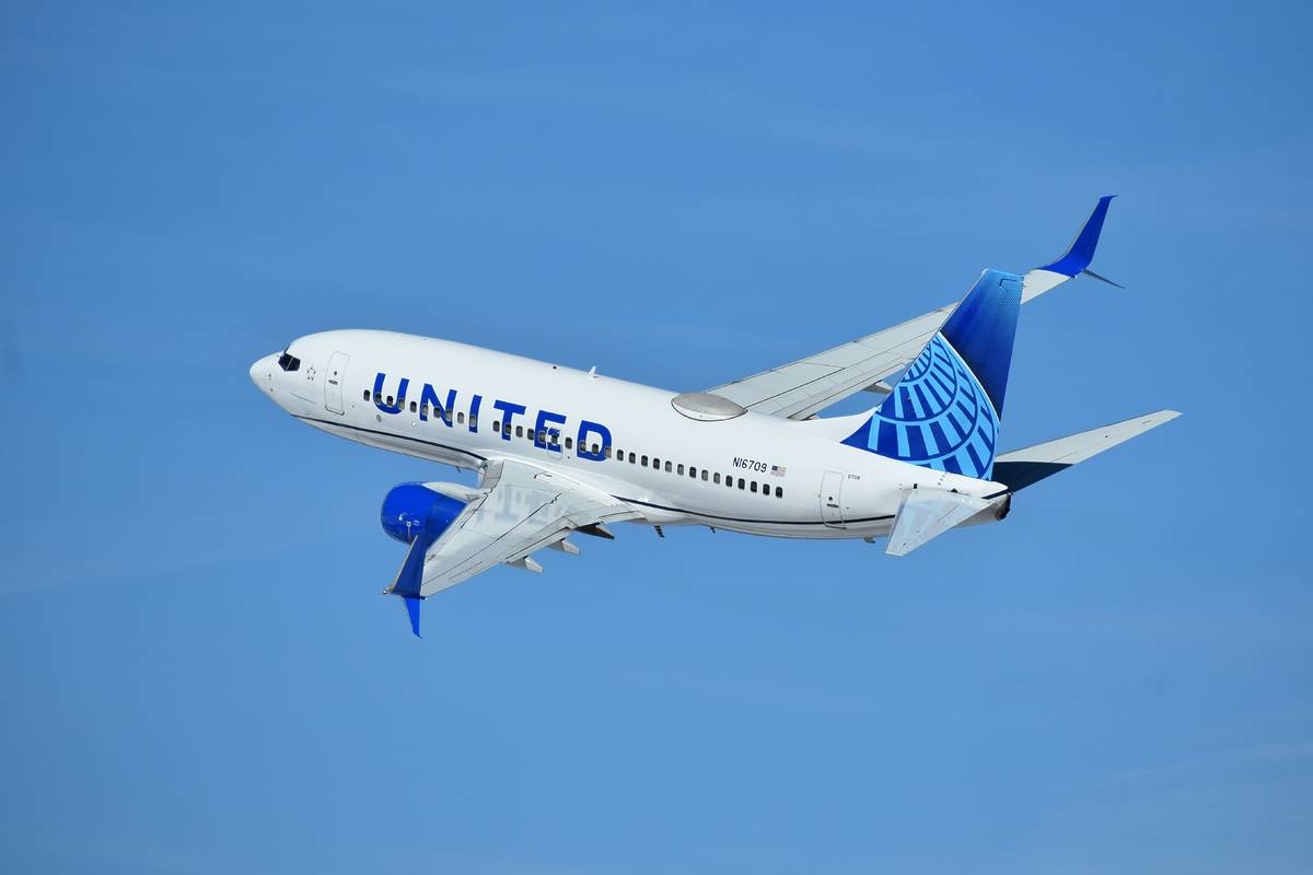 United Airlines airplane in flight