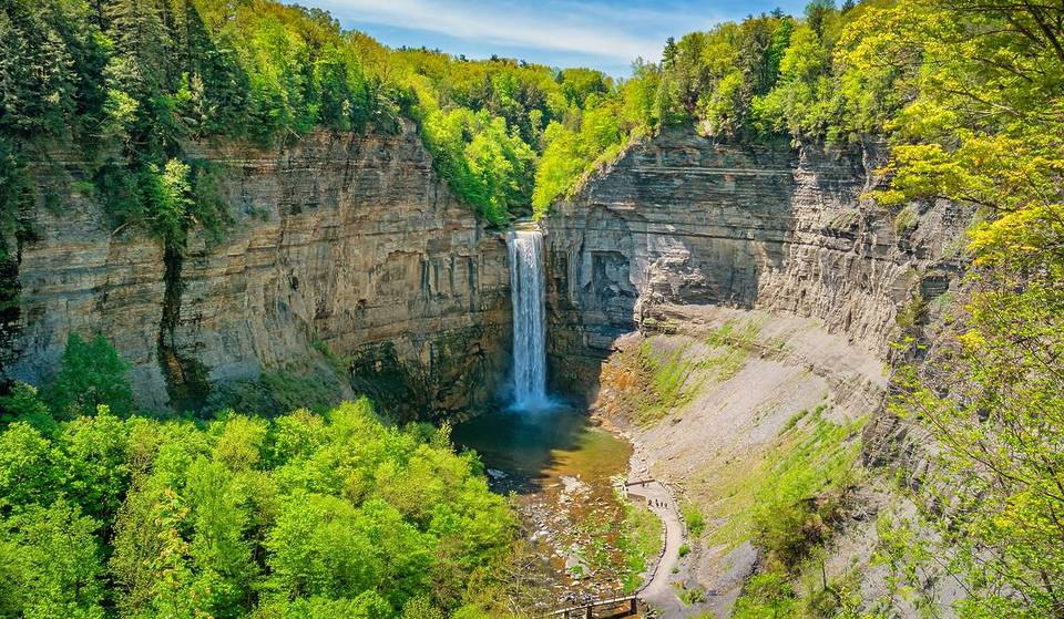 This New York state park is home to a waterfall taller than Niagara—plus a swimming beach, waterfront camping &amp; gorge hikes
