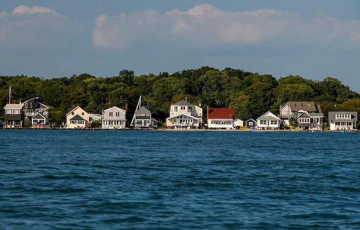 greenport long island new york panorama from boat while sailing landscape